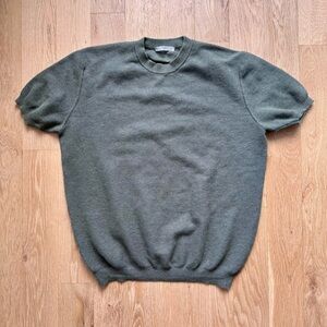 Mango short-sleeve knit shirt. Olive-ish green color. Size: XL